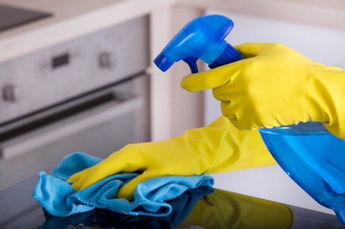 Reusable cleaning supplies and recycled packaging in a cleaning workflow